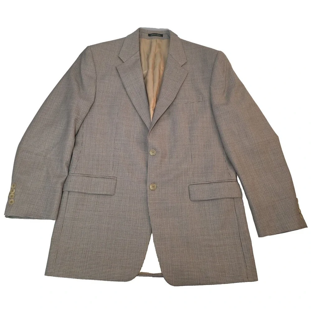 Lauren Ralph Lauren Sport Coat Men’s 42L Tan Glen Plaid Silk Wool Blazer